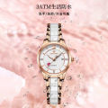 A single-piece calendar diamond-encrusted ceramic fashion watch online celebrity live waterproof student quartz ladies watch. 