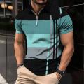 Men's Zip Polo Shirt 3d Stripe Print Fashion Clothing Summer Business Casual T-Shirt Mens Polo Shirt Zip Short Sleeve Street Top. 