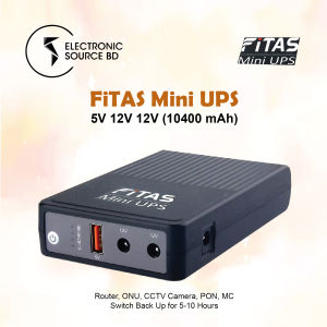 Bilashmart Mini UPS for Router, Onu, CCTV_ 5 12 12 Volt Output 10400 mAh battery (FITAS)