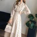 Elegant Chiffon Floral Dress for Women Robe Spring 2023 New Fashion Vintage Lantern Sleeve A Line Party Long Dresses NS5627.