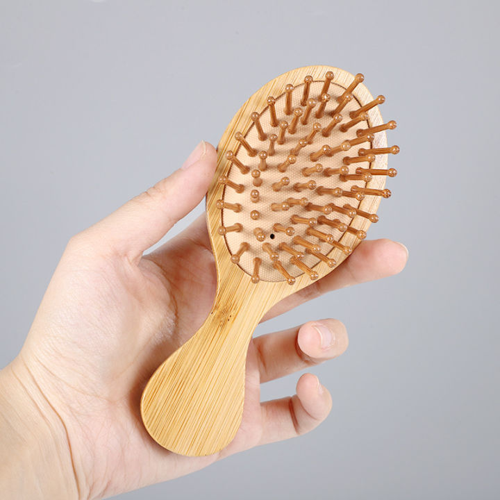 MIni Anti-Static Wood Hair Brush with Extendable Comb Design for Healthy Scalp Care