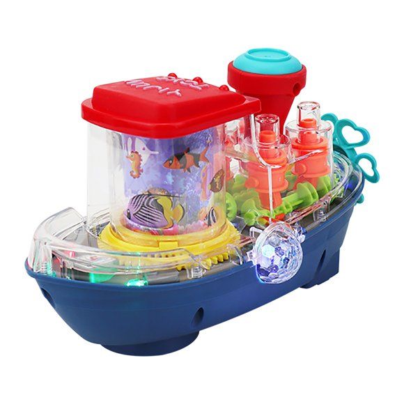 Transparent Gear Ship Boat, Music & Lighting Toy for Kids
