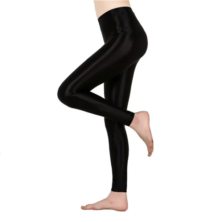 CKAHSBI%20Spandex%20Black%20White%20Women%20Satin%20Glossy%20Leggings%20Shiny%20Neon%20High%20Waist%20Stretch%20Workout%20Fitness%20Tights%20Fitness%20Trousers%20-%20Image%202