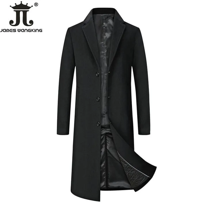 2022 New Winter Mens Long Coat Woolen Jackets Autumn Wool Blend Overcoat  Trench Men X-long Thick Coat Over The Knee Trench Coat