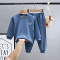 New children's autumn clothes and pants underwear set for middle and big children solid color velvet autumn clothes and autumn pants for men and women Bao autumn clothes set. 