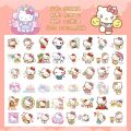 100Pcs/Box Sanrio Kawaii Stickers Mymelody Kuromi Cute Anime Cartoon Decoration Stickers Stationery Transparent DIY Waterproof PVC Stickers for Children Girls Toys Gifts. 