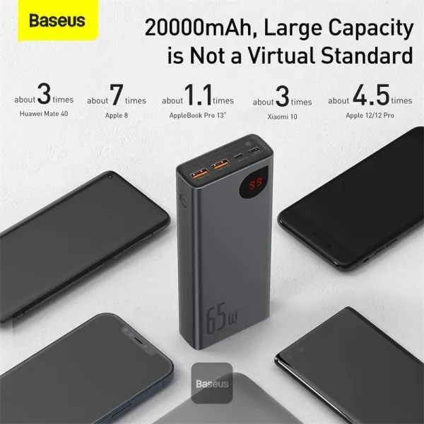 Baseus%2020000mAh%20Power%20Bank%2065W%20Adaman%20Digital%20Display%20Laptop%20Portable%20Charger,%20Fast%20Charging%20USB%20C%204-Port%20PD3.0%20Battery%20Pack%20for%20MacBook/Dell/XPS/IPad/iPhone%20-%20Image%204
