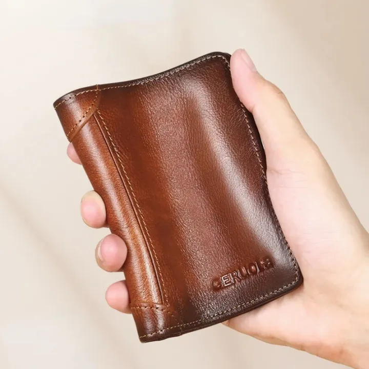 2023%20New%20Genuine%20Leather%20Rfid%20Protection%20Wallets%20for%20Men%20Vintage%20Thin%20Short%20Multi%20Function%20ID%20Credit%20Card%20Holder%20Money%20Bag%20-%20Image%205
