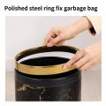 Metal Small Office Trash Can,Kitchen Garbage Can,Bathroom Wastebasket Bin covered marble texture PU leather 2.6Gallon Trash Can.