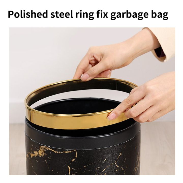 Metal%20Small%20Office%20Trash%20Can,Kitchen%20Garbage%20Can,Bathroom%20Wastebasket%20Bin%20covered%20marble%20texture%20PU%20leather%202.6Gallon%20Trash%20Can%20-%20Image%204