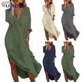 Women Midi Dress Summer V-neck Shirt Dress with Pockets Side Split Perfect for Beach Holidays less Than Women Side Slit Hem Dress.