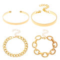 Bohe Gold Plated Tennis Chain Bracelets Adjustable Multi Layered Heart Bracelet Set Tiny Bangle Bracelet Set for Women Jewelry. 