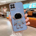 Tokifu For Realme 8 8 Pro Back Cover With Astronaut Folding Holder Luxury 6D Plating Case Soft Silicone Bracket Phone Cases. 