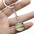 Glow In The Dark Solar System Planet Key Chain Nebula Luminous Key Ring Moon, Earth, Sun, Double-sided Glass Ball, Keychain Gift. 