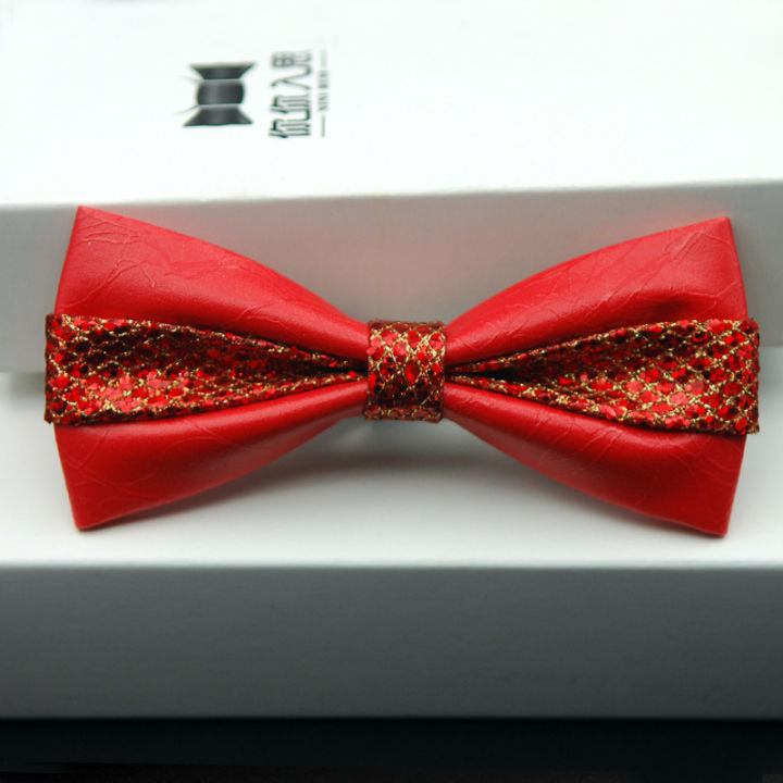 Fashion%20banquet%20wedding%20men's%20bow%20tie%20PU%20leather%20men's%20bow%20tie%20trendy%20monochrome%20bow%20tie%20noeud%20papillon%20enfant%20mariage%20-%20Image%204