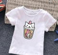 Lovely Kids T Shirt Hot Sale Cartoon Panda Graphic Tees Cute Milk Tea Printed Baby Boys Girls Children Toddler Clothes.