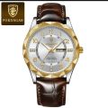 POEDAGAR 615 Leather Quartz Luxury Business Man Wristwatch Date Week Watch For Men.