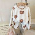 Autumn Winter Kids Thicken Soft Flannel Pajamas Sets New 2024 Baby Boys Girls Cartoon O-neck Pullover Warm Sleeping Sets Pyjamas. 