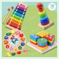 Ellyfun Wooden Educational Toy Gift Set Shape Sorter Toys for Kids Educational Toys Blocks Puzzle. 