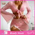 【No-profit】 Women Four-piece Swimsuit Set Lace-up Set with Skirt Cover Up 4pcs Women's Swimsuit Bra Briefs Cover-up Skirt Set. 