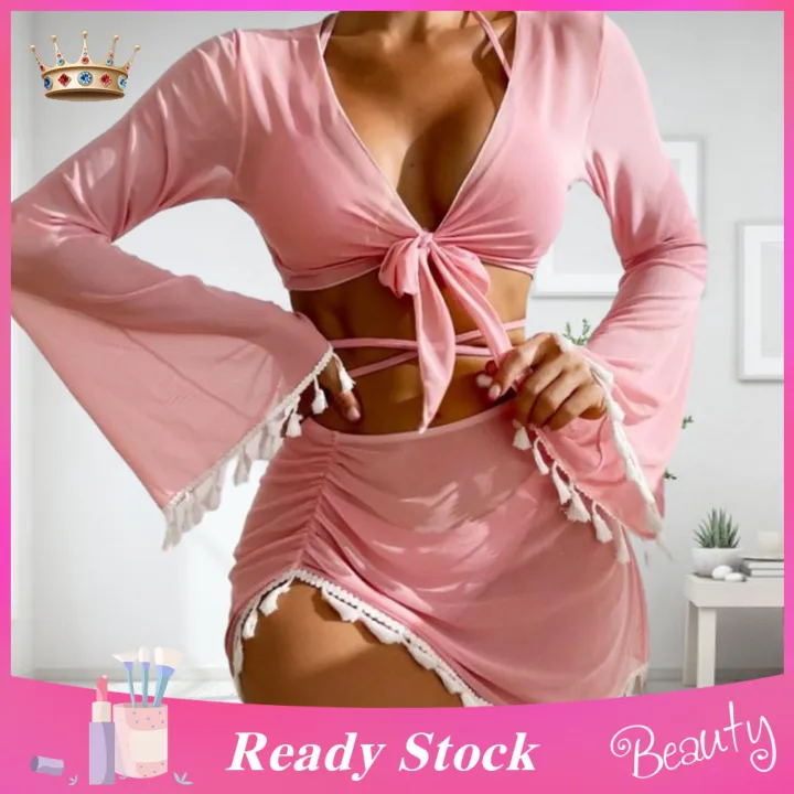 %E3%80%90No-profit%E3%80%91%20Women%20Four-piece%20Swimsuit%20Set%20Lace-up%20Set%20with%20Skirt%20Cover%20Up%204pcs%20Women's%20Swimsuit%20Bra%20Briefs%20Cover-up%20Skirt%20Set%20-%20Image%206