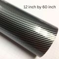 7D Glossy black silver Carbon Fiber Vinyl Film Car Interior Wrap Stickers 12 inch by 60 inch.