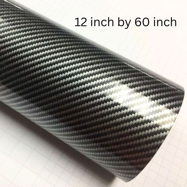 7D Glossy black silver Carbon Fiber Vinyl Film Car Interior Wrap Stickers 12 inch by 60 inch