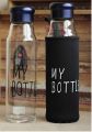 Crystal Clear Glass Water Bottle With Cover Bag My Bottle- 550ml. 