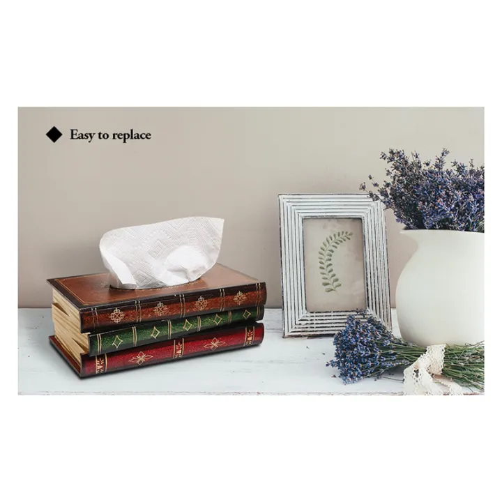 Vintage%20Stacked%20Books%20Design%20Solid%20Wood%20Tissue%20Box%20Holder%20Rectangular%20with%20Easy%20Refill%20Hinged%20Top,Green%20About%2025.5x14.5x10.3CM%20-%20Image%208