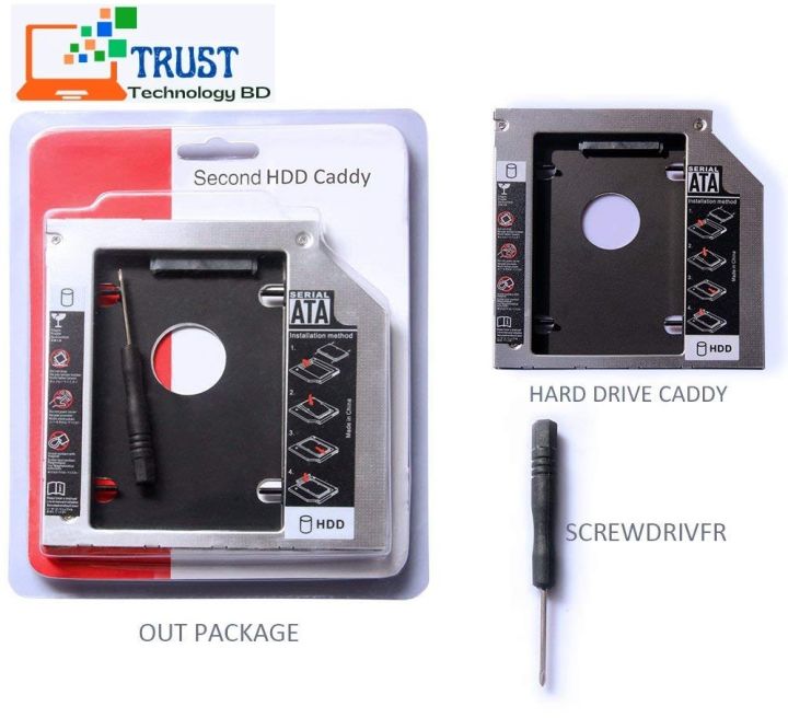 HDD Hard Disk Drive CD-ROM Bracket / Second Hard Disk Drive 9.5mm CADDY - Secondary CD-ROM Storage for Laptop