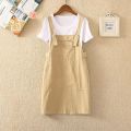 Junior High School Students13Summer14-16Young Girl12Big Boy15Suit Cute Jumpsuit Denim Brace Short Skirt.