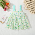 Summer new bow Hand-painted wind tulip flowers Light light halter Summer beach wind sweet Princess dress. 