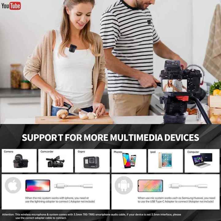 Lensgo348c%20Compact%20Digital%20Wireless%20Lapel%20Microphone%20System/Recorder%20With%20Extra%20Recording%20Button%20With%20Built%20in%20Magnet%20Clip%20(2.4%20GHz,%20Black)%20Camera%20&%20SmartPhone%20-%20Image%205