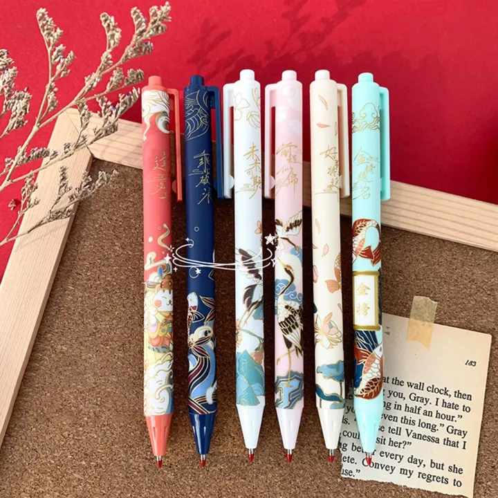 New%200.5mm%20Black%20Refill%20Lucky%20Writing%20Pen%20General%20Purpoe%20tudent%20Writing%20Office%20tationery%206Pc%20Chinee%20tyle%20Retro%20Puh%20Core%20Neutral%20Pen%20-%20Image%209