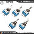 3Pin/6Pin SPDT and DPDT Self-Lock TOGGLE Switch MTS202 AC 125V 6A or 250V 3A Switch Single/Double Pole Double Throw(SPDT) ON-OFF-ON/OFF-ON-OFF Miniature Toggle Switches.