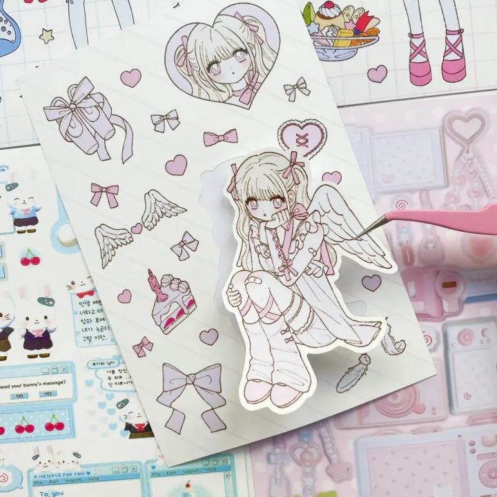 Panda Korean Stickers Character Stickers Cute Girl Handbook Stickers Decoration DIY