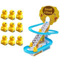 Duck Slide Toy Set, Funny Automatic Stair-Climbing Ducklings Cartoon Race Track Set Little Lovely Penguins Slide Toy Escalator Toy with Lights and Music (Duck). 