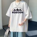 Short SleeveTT-shirt Men plus-Sized XL Mens Summer Fashion Cropped Sleeve Hong Kong Style LooseinsCouple Clothes T-shirt.