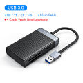 【Happy childhood memories】(New) USB 3.0 USB C card reader 4 in 1 Memory smart card reader SD TF CF Ms Compact Flash card adapter 15cm cable for laptop.
