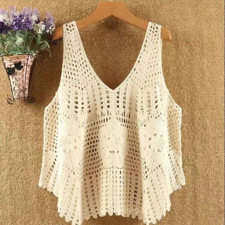Women's%20Crocheted%20Hollow-out%20Knitted%20Vest%20Jacket%20Summer%20New%20Korean%20Style%20Retro%20Loose%20Sleeveless%20Sling%20Blouse%20-%20Image%206