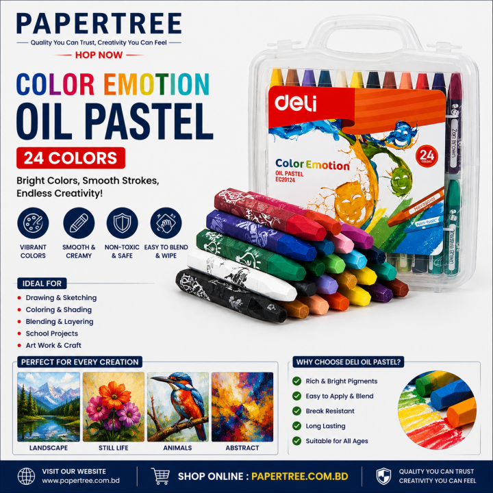 Deli EC20124 Color Emotion Oil Pastel 24 Colors for Drawing & Art Work
