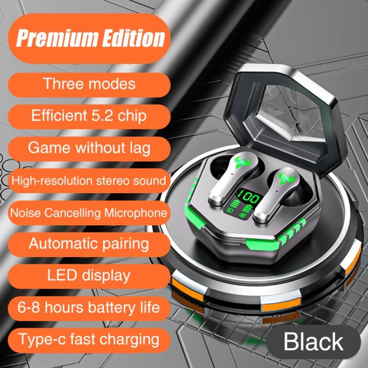 【VisioN Shop】Gaming Headsets Bluetooth Wireless Earphones Mode Zero latency Music Headphones N35 Upgraded LED Touch Earbuds