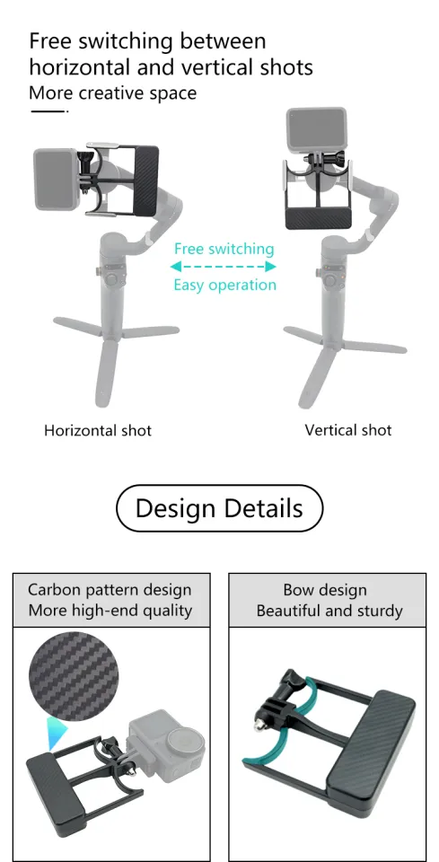 Adattatore Per Action Camera NovelGoal – Montaggio Per Osmo Mobile E GoPro, Piastra In Fibra Di Carbonio, Passaggio Orizzontale/Verticale