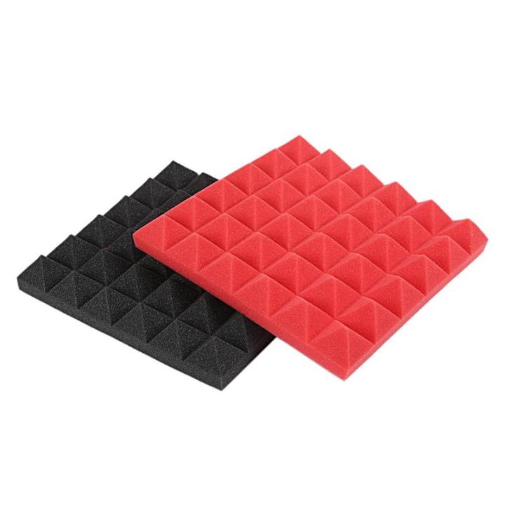 Charcoal%20Acoustic%20Foam%20Tiles%20Soundproofing%20Foam%20Panels%20Studio%20Sound%20Padding%202%20x%2010%20x%2010%20Inch(Black+Red)%20-%20Image%203