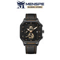 MENSPE Men's Casual Digital Fashion Watch 3ATM Waterproof Quartz Watches Leather Strap Luminous Pointers Wrist Watches with 3 Adjustable Dial. 