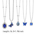 5Pcs Crystal Butterfly Heart Shape Chokers & Water Drop Pendant Necklaces Set for Women and Girls - Trendy Geometric Jewelry. 