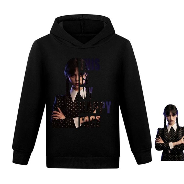 Kids Wednesday Addams Family Cosplay Costume 2023 Addams Baby Girls Sweatshirts Fashion Boys Pullover Hoodie Children Clothes