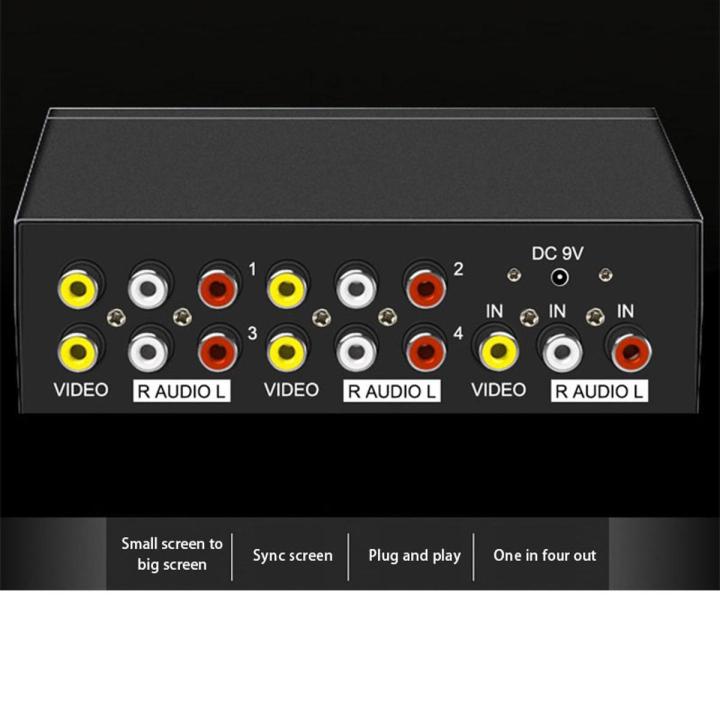 Aolie 4-Port RCA Composite Video Audio AV 4-Way Switch Selector Switcher Splitter Box