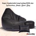 Bean Bag BD-XXXL Water Drop Shape Bean Bag Full Set_ Bean Bag, Footrest & Pillow_Black Colour_Premium Quality.