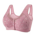 New Style Vest-Style Underwear for Middle-Aged and Elderly People without Steel Ring plus Size Comfort Skin-Friendly Front Buckle Large Cup Bra without Sponge. 